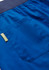 A close-up of blue women's jogger scrub pants featuring a back pocket and waistband. Includes a logo tag.