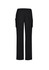 Women's straight leg scrub pants in black with elastic waistband and side cargo pockets.