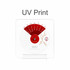 Acrylic desk calendar featuring a circular design with red and white colours, displaying days of the week and a decorative motif.