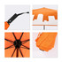 A 23'' colour changing umbrella featuring an orange canopy with a city skyline design and a black handle.