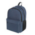A navy blue backpack featuring multiple compartments and a side mesh pocket, complete with branding.