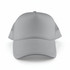 A grey Classic 5 Panel Trucker Mesh Cap with a solid front and mesh side panels, featuring a logo.
