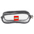 A clear travel case with a grey zipper, featuring a logo. Ideal for toiletries and accessories.