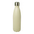 A drink bottle in cream with a stainless steel lid, featuring a smooth surface and a logo.