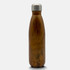 A drink bottle in a wood-like finish with a silver cap, featuring a logo on the side.