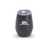 A drink cup in matte black with a clear lid and a logo printed on the front. Suitable for beverage use.