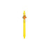 A yellow acrylic pen featuring a carrot character clip and a logo.