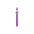 A purple acrylic pen featuring a cat design on the clip and a branding logo.
