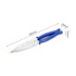 A plier-shaped ballpoint pen in blue and silver, measuring 162mm in length and 24mm in width. Features a logo.