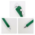 A green ballpoint pen shaped like a pipe wrench, featuring a detailed wrench design and a clip on the side.