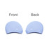 A premium silicone swimming cap in light blue, featuring a textured surface and a logo, displayed from front and back.