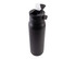 A drink bottle in matte black finish with a flip-top lid and a logo. It features a vacuum insulated design.