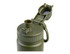 A drink bottle in olive green with a quick release cap and a built-in handle. Features a logo on the body.