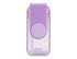 A drink bottle in purple and clear Tritan material featuring a logo. Compact design with a flip-top cap.