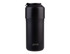 A drink bottle in matte black, featuring a secure lid and an applied branding logo. Insulated stainless steel design.