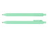 A mint green ballpoint pen with a smooth barrel and a clip, featuring a sleek design.