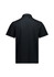 A black short sleeve polo shirt featuring a collar and a plain design. It includes a logo on the front.