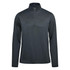 A men's pullover in dark grey featuring a 1/4 zip and long sleeves, with a logo present.