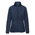 A women's thermal jacket in navy blue with a zip front and high collar. It features a logo on the chest.