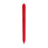 A triangular grip pen in bright red with a clip for easy attachment. Features a smooth writing tip.