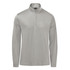 A grey men's pullover featuring a 1/4 zip and long sleeves, with a logo on the chest.