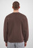 A dark brown men's crew sweatshirt viewed from the back, featuring long sleeves and a simple design.