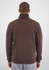 A brown men's 1/4 zip jumper featuring a high collar and ribbed cuffs. The back view is displayed.
