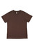 A brown women's short sleeve tee with a simple design and a label on the neckline.