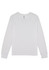 A long sleeve women's tee in white, featuring a simple design and a logo at the neck.