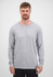 A grey long sleeve tee for men, featuring a round neckline and fitted silhouette, with a logo on it.