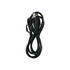 A black power cable with a connector at one end, neatly coiled for storage.