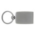 A sleek, silver carbon fibre keychain with a circular ring attachment and a rectangular body.