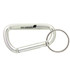 A silver 60mm carabiner with a keyring attachment and a logo.