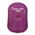 A purple drink bottle with a rounded design and a secure lid, featuring a space for a logo.