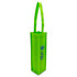 A green non-woven single wine tote bag with long handles and a logo.