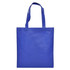 A solid blue shopping tote bag with two handles and no visible branding or logos.