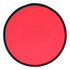 A red fold-up flying disc with a black border, compact and round in shape. It has a branded logo.