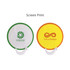 A 20cm foldable fan in white, yellow, and orange featuring two different printed designs and a handle.