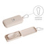 A travel utensils set in a beige case featuring a spoon, fork, knife, and an additional carabiner for easy attachment.