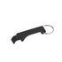 A black aluminium keyring bottle opener with a metal keyring attached. It features a simple, sleek design.