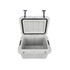 A 25L cooler box in light grey with a removable lid and sturdy handles, featuring an interior without contents.