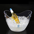 An 8L transparent ice bucket filled with ice and a beer bottle, featuring a logo on the side.