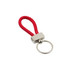 A red braided keyring tag with a silver metal attachment. It includes a circular keyring.