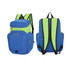 A blue and green basketball backpack with multiple compartments and padded shoulder straps. It features a logo.