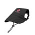 A black dog baseball hat featuring a logo, designed with a strap for secure fitting.