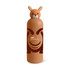 A drink bottle in brown with a kangaroo head lid and a design featuring a kangaroo. It has a logo.