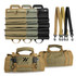 A roll-up tool bag in khaki, green, and black, with detachable straps and handles for easy carrying.