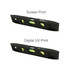 A magnetic torpedo level in black featuring two spirit vials for measuring. Includes a branding logo.