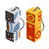 Custom square cubes in vibrant designs, featuring a mix of geometric patterns and a keyring attachment.
