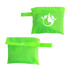 A bright green mesh beach toy bag with a logo, featuring a secure flap and a handle for easy carrying.